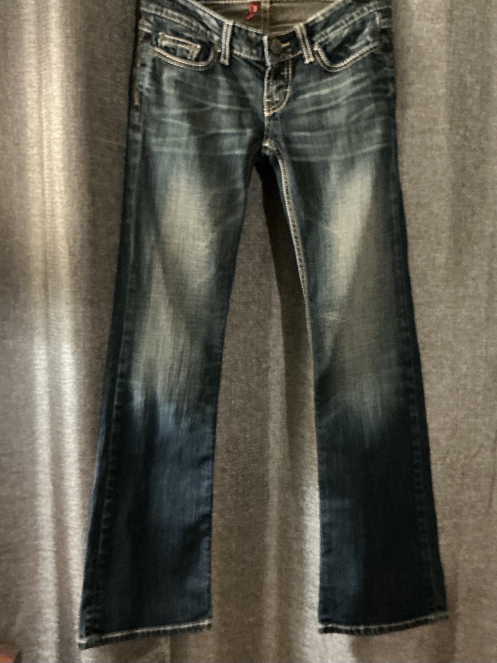 BKE Women's Dark Indigo Flare Jeans with Faded Details